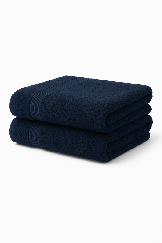 Navy Blue Facial Washcloths, 100% Peruvian Cotton, 12 x 12 Inch, Set of 2, Spa-Like Plush Cleansing Cloths for Sensitive Skin