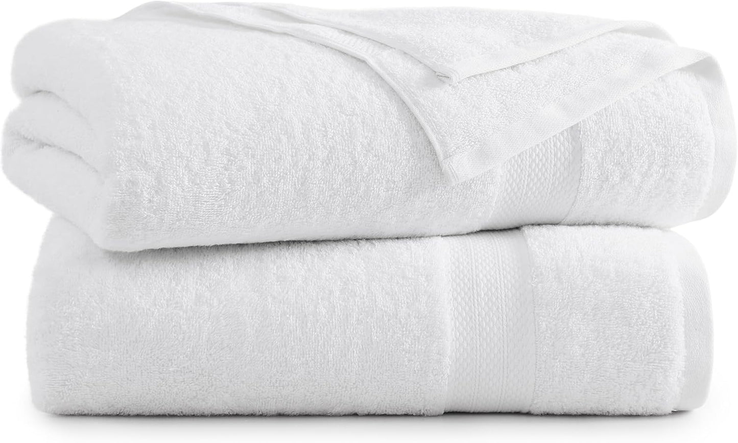 100% Cotton 2 Pack Bath Sheets (27"x55") - Peruvian Cotton - Large Bath Towels Set - Quick Drying, Soft & Absorbent Bathroom Towel Sets - Hotel Quality - White Towels